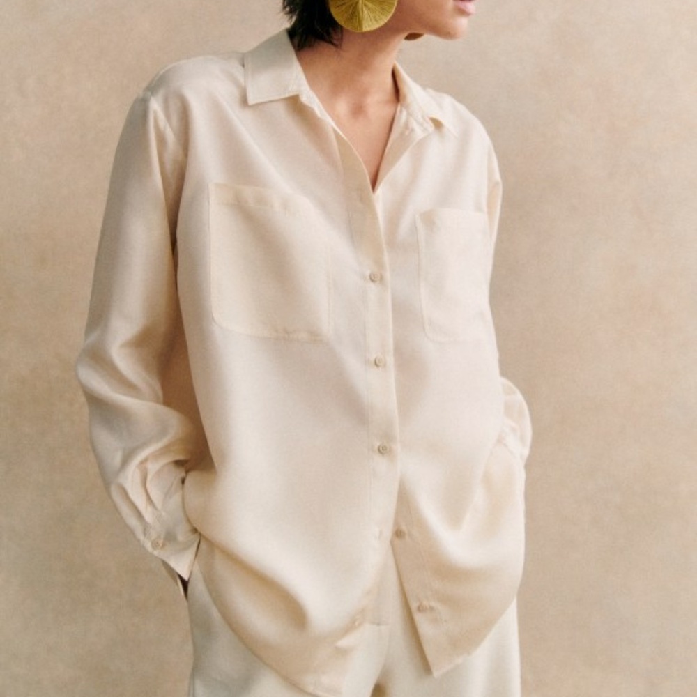 SEZANE Maxence shirt cream | 100% silk | size 6 | NWT